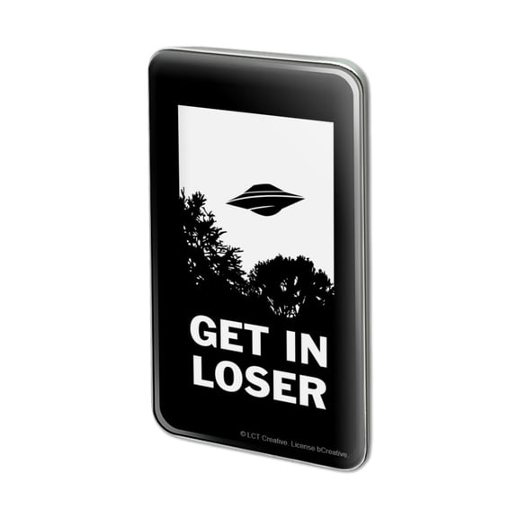 Get in Loser UFO Alien Abduction Funny Humor Metal Rectangle Lapel Hat Pin Tie Tack Pinback