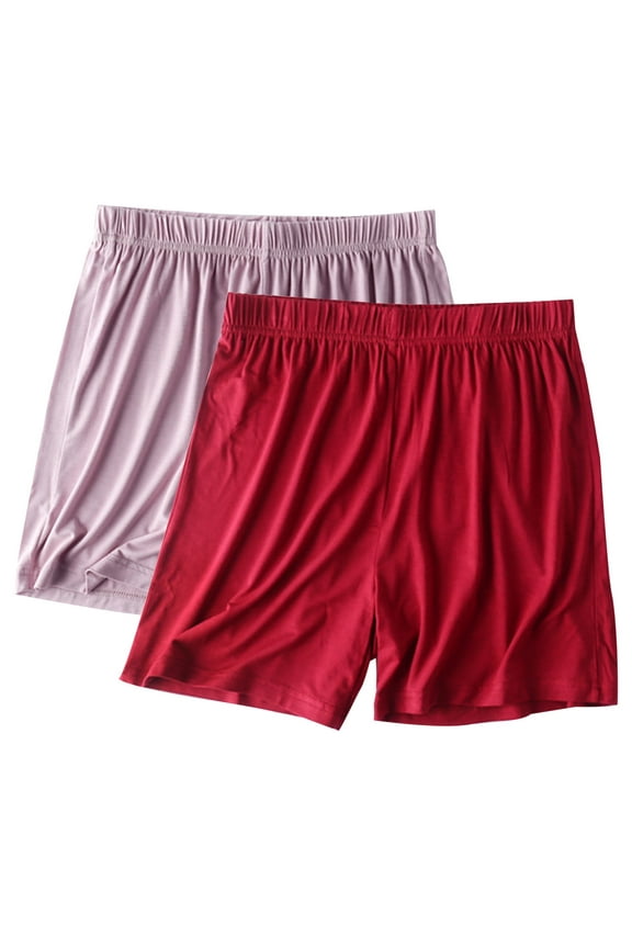 Get it today Olyvenn Women's 2-Pack Soft Modal Shorts Pajama Shorts Summer Sleep Bottoms Lounge Shorts with Elastic Waist Wine 10