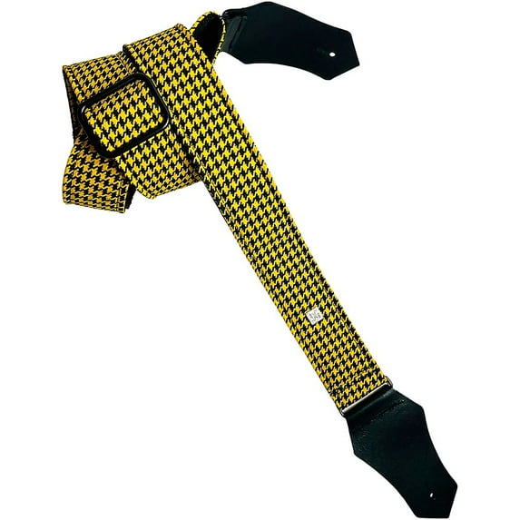 Get'm Get'm Fly Hounds Tooth Guitar Strap Yellow 2 in.