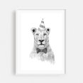 thumbnail image 1 of Get the party started - Illustration Animal Black and White Humor Sketch Wildlife White Framed Wall Art Print 18 x 24 inches, 1 of 1