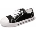 thumbnail image 1 of GetJump Boys Girls Sneakers Canvas Lace up Walking Shoes for Little Big Kids Size 11-6（Black，11）, 1 of 6