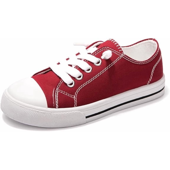GetJump Boys Girls Sneakers Canvas Lace up Walking Shoes for Little Big Kids Size 11-6(Red,6)