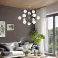 thumbnail image 1 of GetLedel 12-Light Modern Sputnik Sphere Chandelier with Glass Globe Shades - 39.5" Black Finish with White Glass Shades Painted Painted, 1 of 4