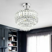 GetLedel 3-Light Dimmable Crystal Semi-Flush Mount Chandelier Chrome N/A Chrome
