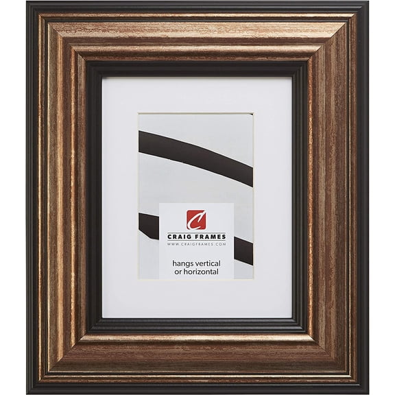GetRich 21307201 12 x 16 Inch Aged Copper and Black Picture Frame Matted to Display an 8 x 12 Inch Photo