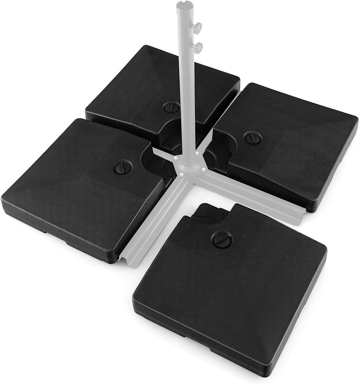 GetRich 284 lbs Fillable Offset Patio Umbrella Base, 4PCS Umbrella Stand Water Sand Weight for Cantilever Umbrella, 4 Connecting Pins, Easy-Filling Spouts, Outdoor Market Umbrella Holder for Garden