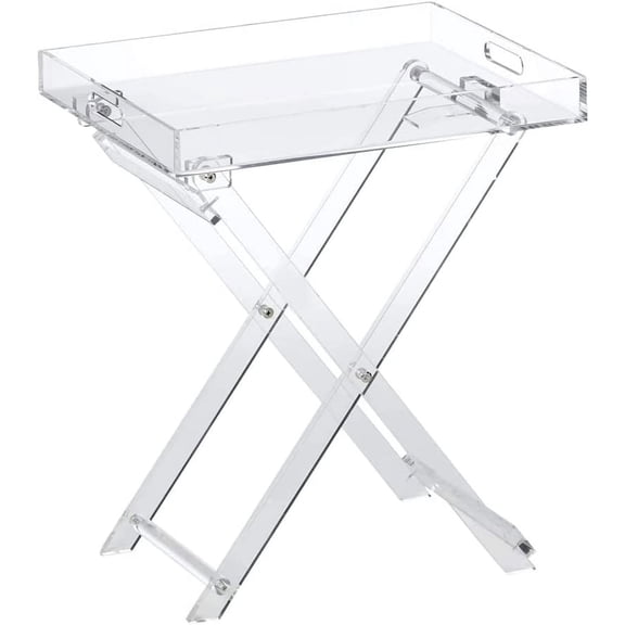 GetRich Acrylic Folding Tray Table Modern Chic Accent Desk - Kitchen and Bar Serving Table - Elegant Clear Design