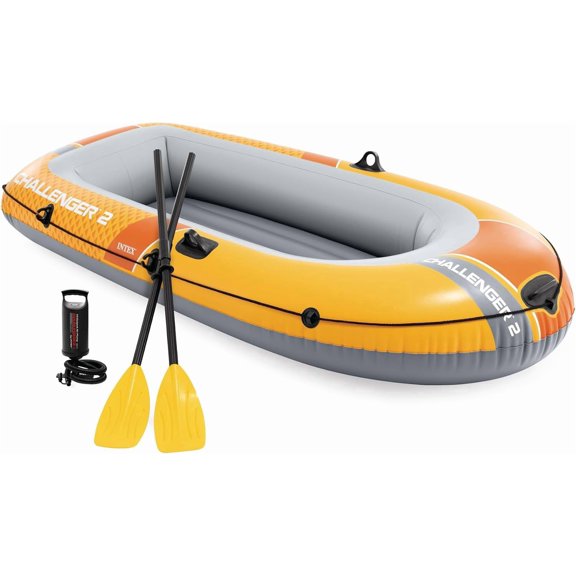 GetRich Challenger 2 Inflatable Boat Set: Includes Deluxe 48in Boat Oars and High-Output Pump
