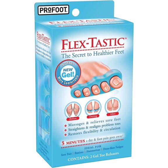 GetRich Flex-tastic Toe Spacers, Gel Toe Separators for Foot Pain, Bunions, Overlapping & Hammer Toes, Helps Restore Alignment & Circulation, Fits All, 1 Pair