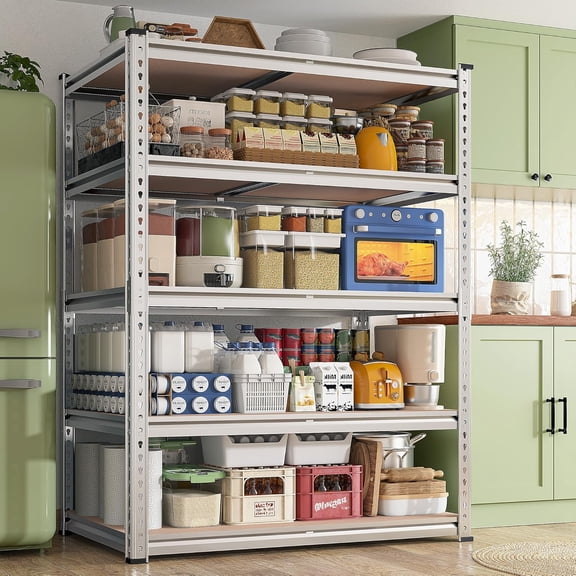 GetRich Garage Shelving Heavy Duty 5 Tier Storage Shelves Adjustable Metal Shelving for Basement, Warehouse, Pantry, Closet, Kitchen, Easy Assembly,Galvanized