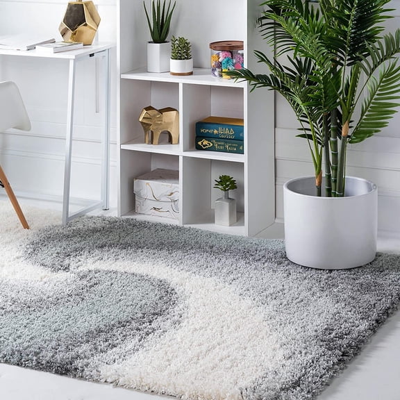 GetRich Soft Touch Shag Collection Area Rug 4x6 Sage Green Shag Rug Perfect for Entryways, Kitchens, Breakfast Nooks, Accent Pieces