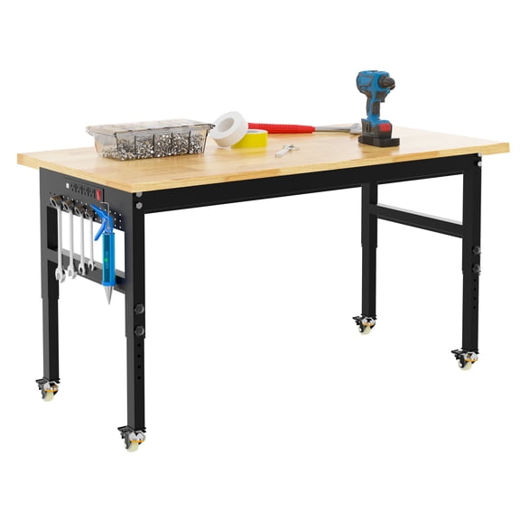 GetYes Adjustable Workbench, Rubber Wood Heavy Duty, 2000 LBS Capacity, 70" x 21"