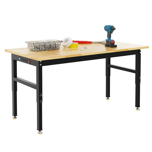 GetYes Adjustable Workbench, Rubber Wood Heavy Duty Workstation, 2000 LBS Capacity, 48" x 24"