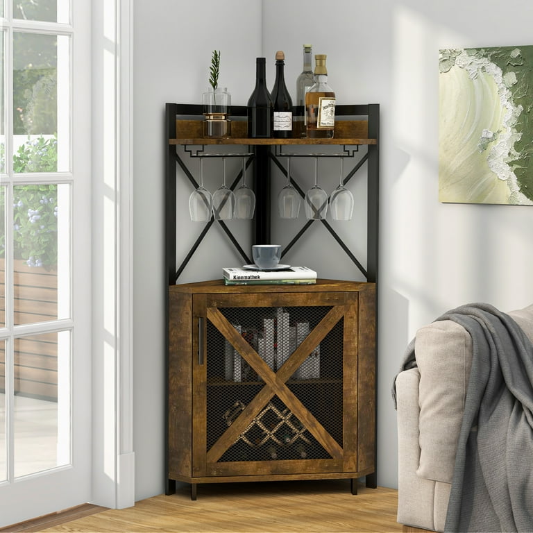 Rustic corner wine cabinet sale
