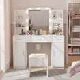 thumbnail image 1 of GetYes Makeup Vanity with Hollywood Mirror and Light, Stool Included, Contemporary, White, 1 of 7
