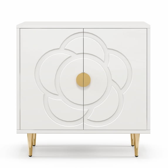 GETYES Modern Storage Cabinet with Floral Pattern Panel and Adjustable Shelf