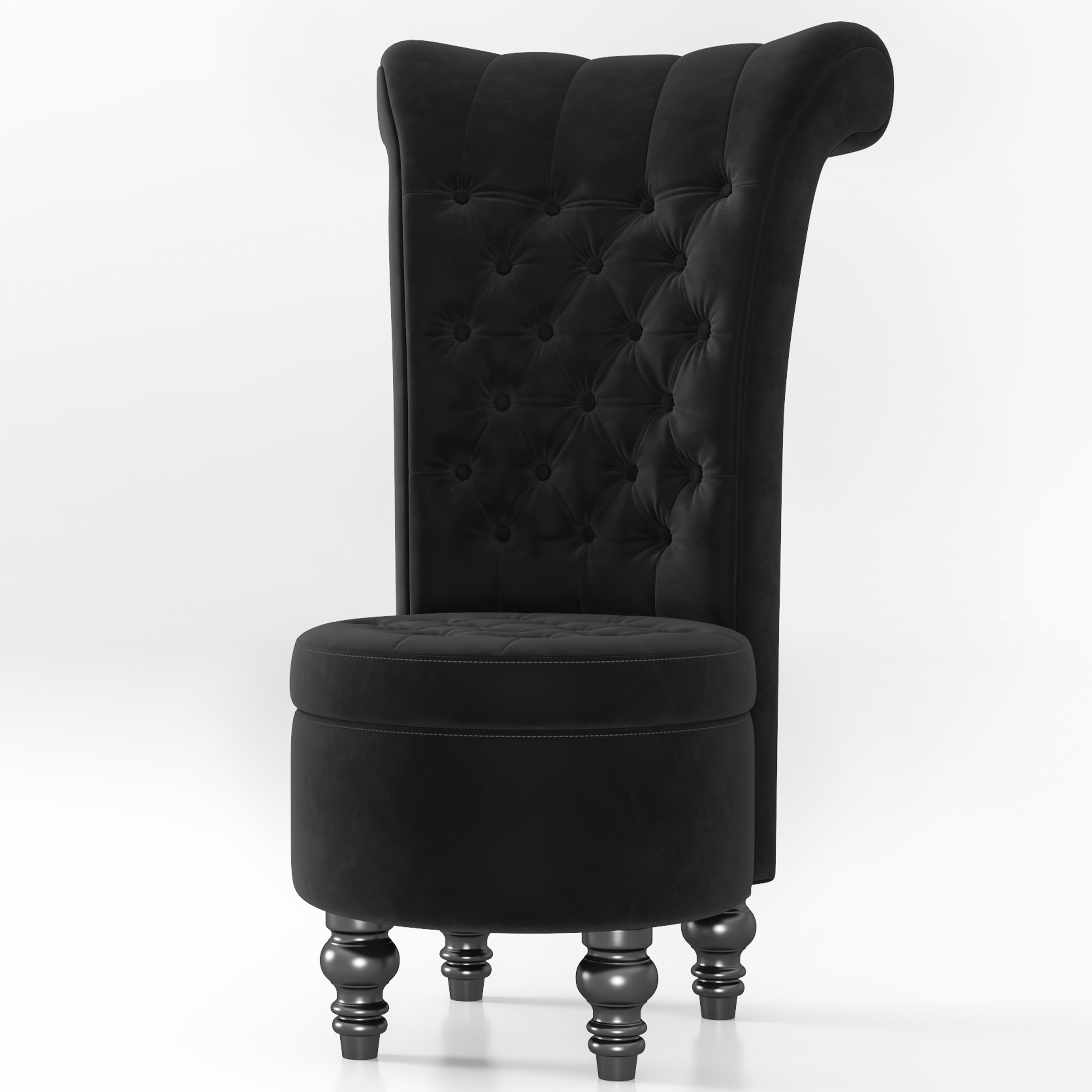 GetYes Royal Velvet High Back Armless Chair with Storage, Black