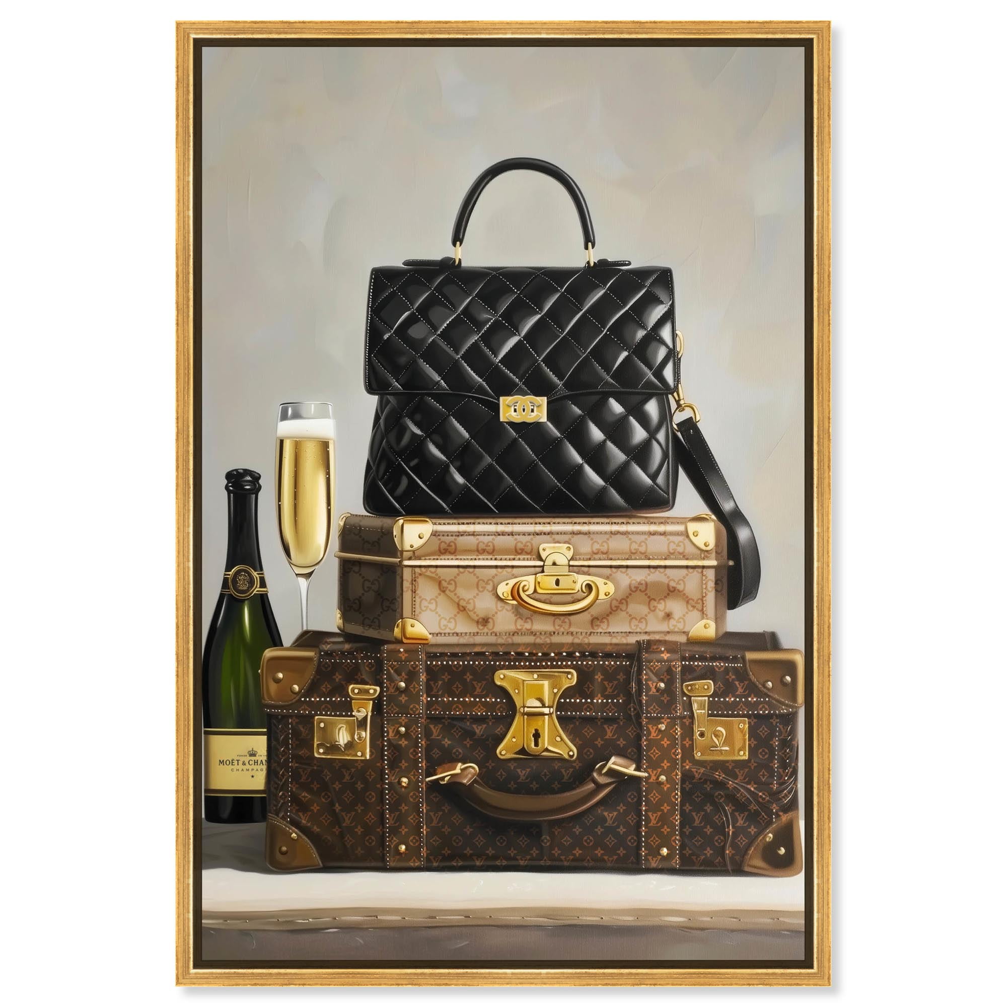 Getaway Necessities Canvas Glam Art by Art Remedy, Gold Frame, 36 x 54 ...