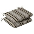 thumbnail image 1 of Pillow Perfect  Outdoor Black/ Beige Striped Round Seat Cushions (Set of 2), 1 of 2
