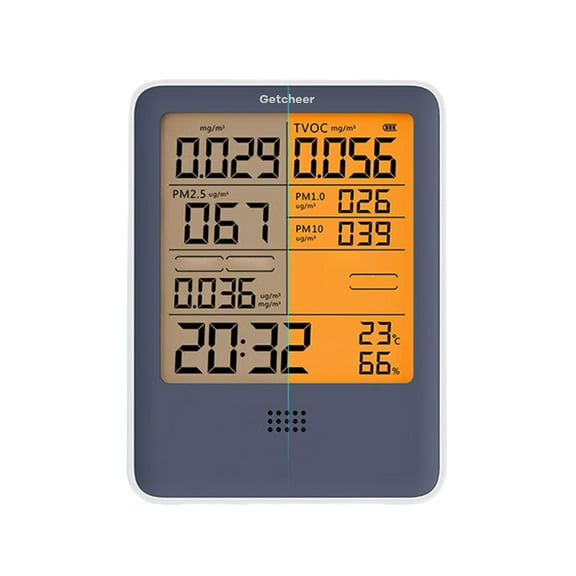 Getcheer Air quality measurement apparatus, namely, particle counters, Indoor Air Quality Monitor 16 in 1 with 9AQI+7 AQI Alert Buzzers