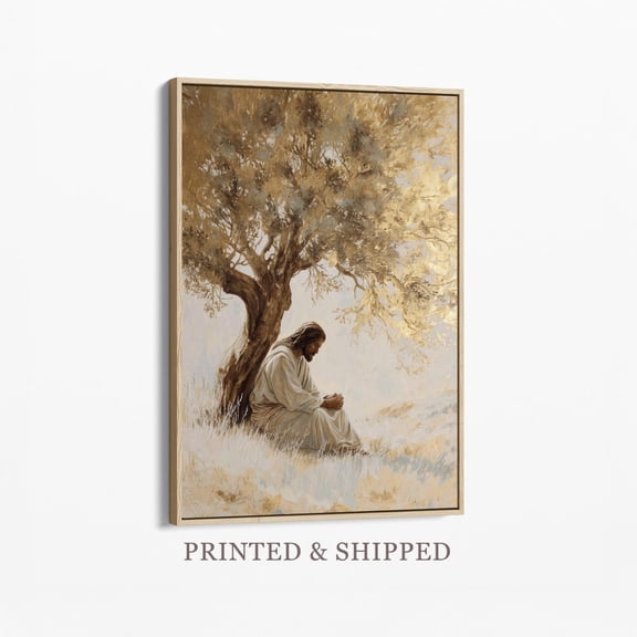 Gethsemane Olive Tree Prayer Scene Print, Unframed Paper Poster 8x10in