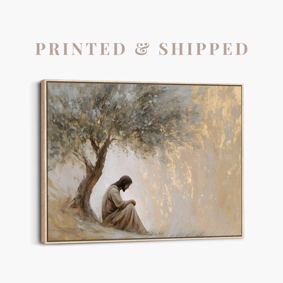Gethsemane Olive Tree Wall Art, Jesus Praying In Gethsemane, Modern Christian Home Decor