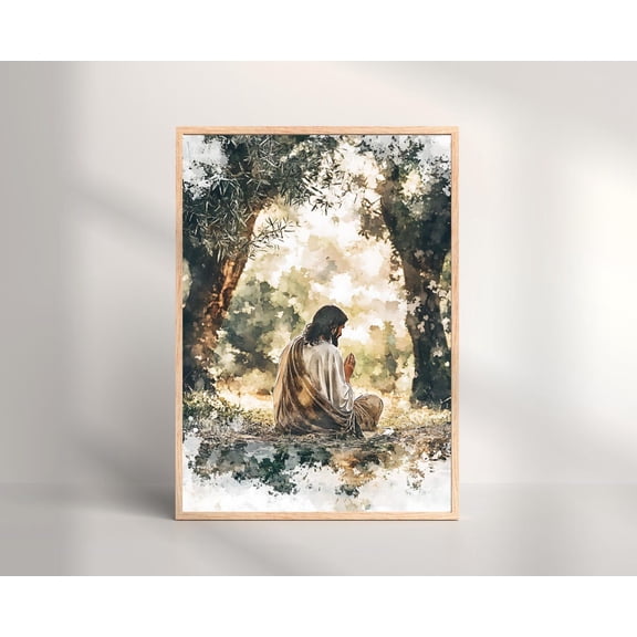 Gethsemane Prayer Art: Jesus Christian Wall Decor Unframed Paper Print