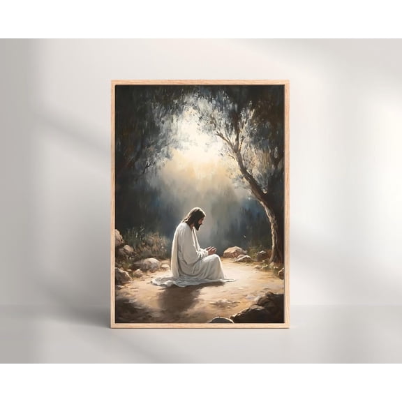 Gethsemane Prayer Art Jesus Christian Wall Decor Unframed Paper Print