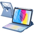 thumbnail image 1 of Getino Compatible with Apple iPad A16 11th 10th Generation Case with Keyboard 360° Rotatable 7 Colors Backlit Detachable Keyboard Case Cover for iPad 10th Gen 10.9 inch & iPad 11th Gen 11 inch, 1 of 9