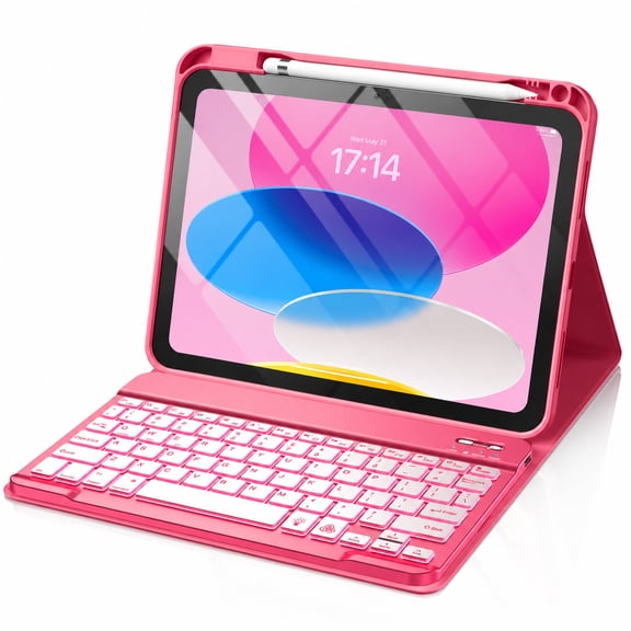 Getino Compatible with iPad 10th 11th Generation A16 Case with Keyboard 7 Colors Backlit Detachable Keyboard Cover with Pencil Holder for Apple iPad 11 inch 11th Gen 2025 & 10.9 inch 10th Gen 2022