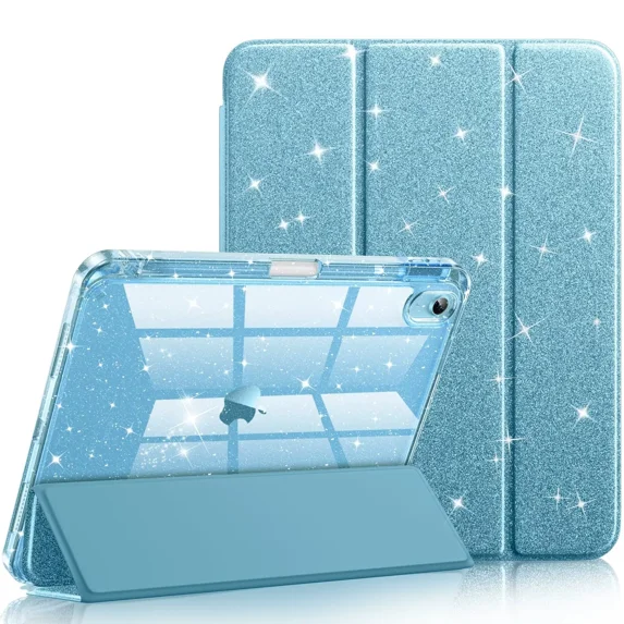 Getino Glitter Case for iPad A16 Case, Compatible with iPad 11th Generation Case 11 Inch 2025, iPad 10th Generation Case 10.9 Inch 2022 with Pencil Holder for Women Girls, Lilac