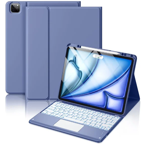 Getino Compatible with iPad Air 13 Inch Case Keyboard (M4/M3/M2) with Multi-Touch Trackpad, 7 Colors Backlit Detachable Keyboard for iPad Pro 12.9 inch (6th, 5th, 4th, 3rd gen)