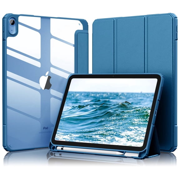 Getino Compatible with Apple iPad 10th/11th Generation A16 Case 11 inch Clear Back Cover with Pencil Holder, Blue