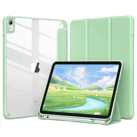 Getino Compatible with Apple iPad 10th/11th Generation A16 Case 11 inch Clear Back Cover with Pencil Holder, Green