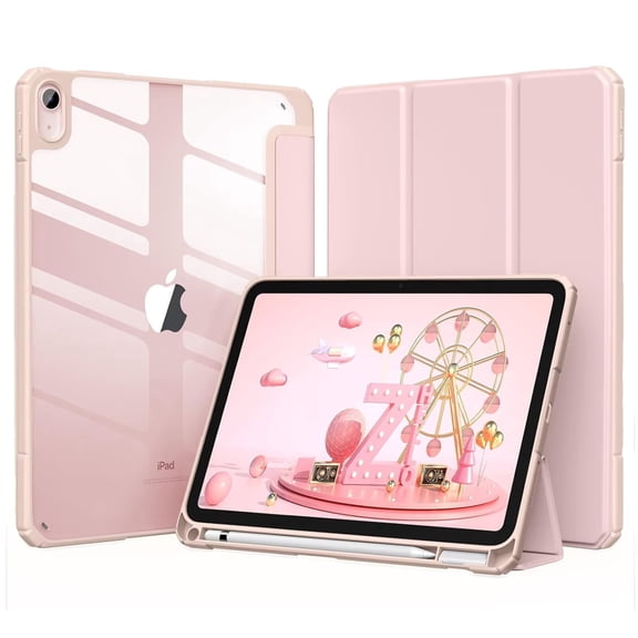 Getino Compatible with Apple iPad 10th/11th Generation A16 Case 11 inch Clear Back Cover with Pencil Holder, Pink