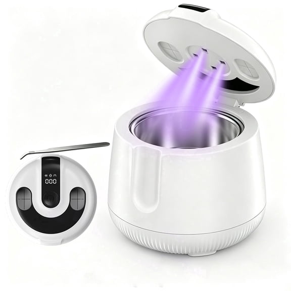 Getino Ultrasonic Retainer Cleaner Machine 48kHz Ultrasonic Denture Jewelry Cleaner for Mouth Guards Night Guards Aligners Diamond Rings Gold & Silver Jewelry Toothbrush Heads, 200ml
