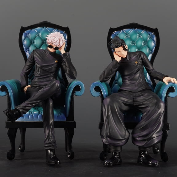 Geto Suguru Figure, Gojo Satoru Figure, 2pc Sitting Sofa Action Figures 24cm/9.4inch Handmade PVC Characters Collectible Souvenirs for Anime Fans Gifts (b)