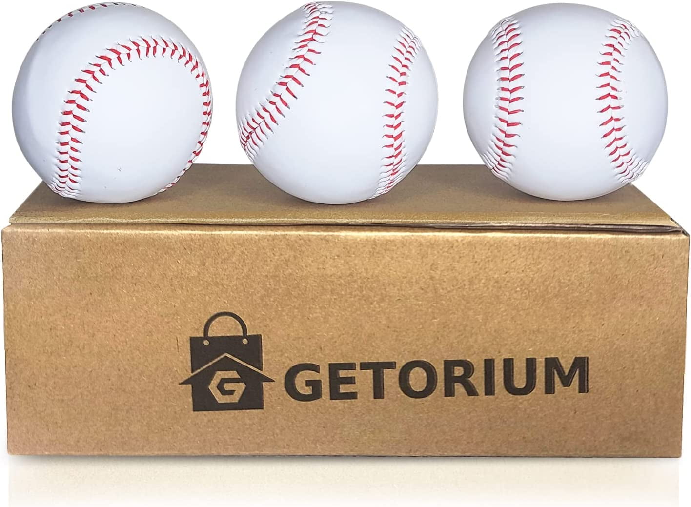 GETORIUM Lot De 3 Balles De Baseball D’Entraînement – Cuir Synthétique, Noyau Mousse, Idéal Débutants Et Jeunes
