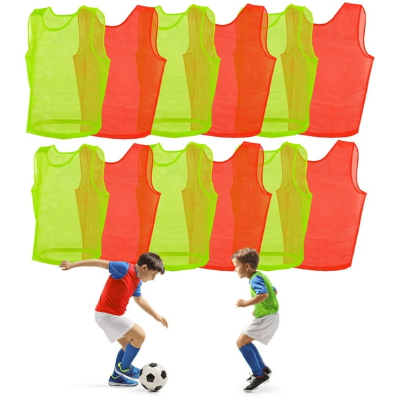 Getout! Scrimmage Vest Pinnies Nylon 23 x 21" and 27 x 24" Youth, Orange & Yellow, 12 Pieces