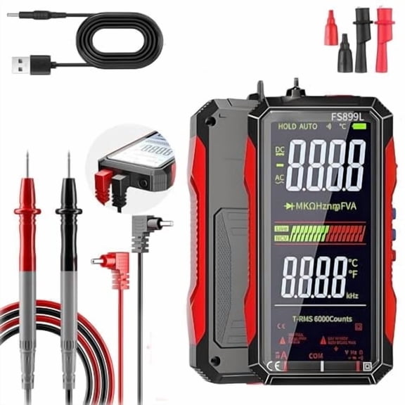 Getoverfinish Digital Multimeter, Smart Multimeter, USB Rechargeable Digital Multimeter, Large Color Screen & Backlight for Home, Industrial Electrical Issues
