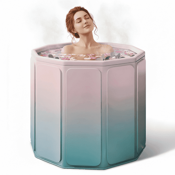 XunKA Gets 27" Portable Foldable Bathtub, Thermostatic Hot Ice Bathtub, PVC Outdoor Soaking Tub for Adults.