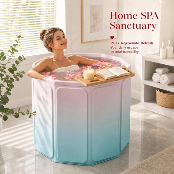 XunKA Gets 27" Portable Foldable Bathtub, Thermostatic Hot Ice Bathtub, PVC Outdoor Soaking Tub for Adults.