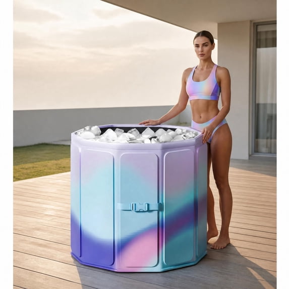 XunKA Gets 27" Portable Foldable Bathtub, Thermostatic Hot Ice Bathtub, PVC Outdoor Soaking Tub for Adults.