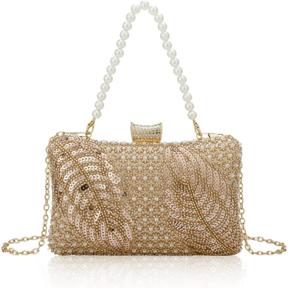 Gets White Pearl Clutch Purses for Women Wedding Bride Evening Bag Formal Party Clutches Tote Handbag Prom Shoulder Bags