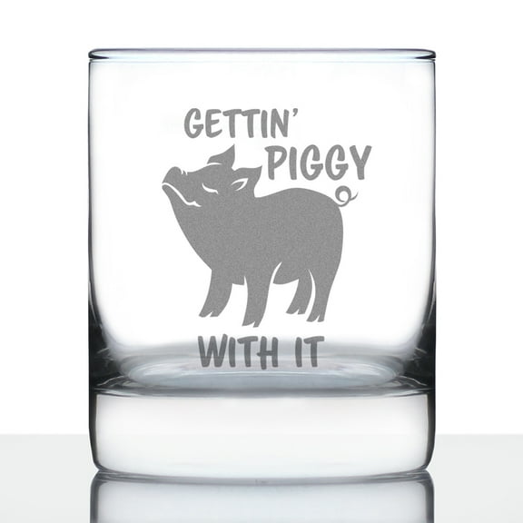 Bevvee Whiskey Rocks Glass 10.25 oz Gettin Piggy Gifts for Whiskey Enthusiasts Glassware & Drinkware