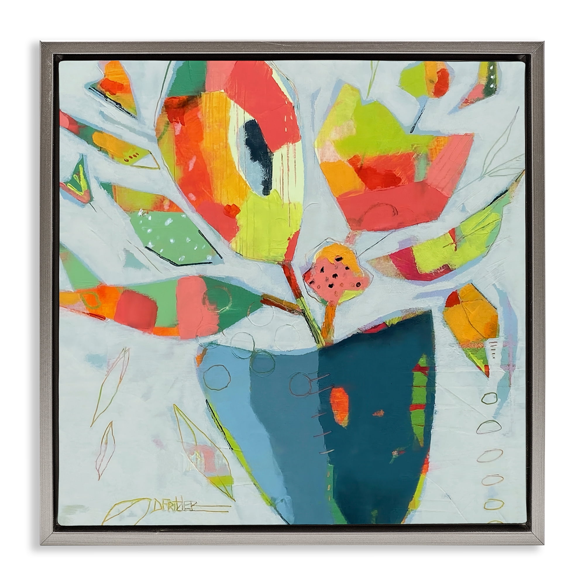 Getting My Groove On Gray Framed Floater Canvas Wall Art, design by Dianna Fritzler