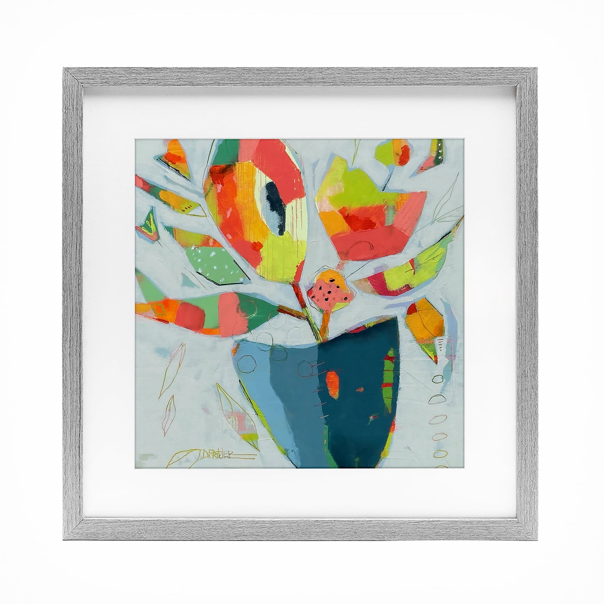 Getting My Groove On Gray Framed Print Under Glass, design by Dianna Fritzler