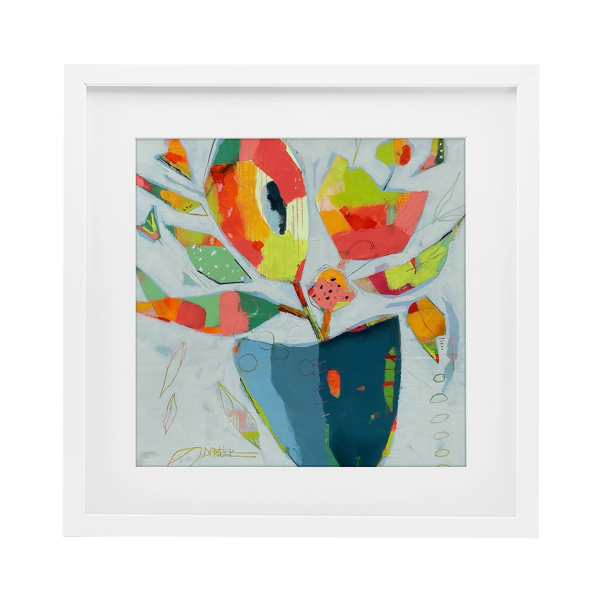 Getting My Groove On White Framed Print Under Glass, design by Dianna Fritzler