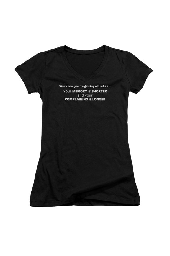 - Getting Old Short Memory - Juniors Cap Sleeve V-Neck Shirt - Small