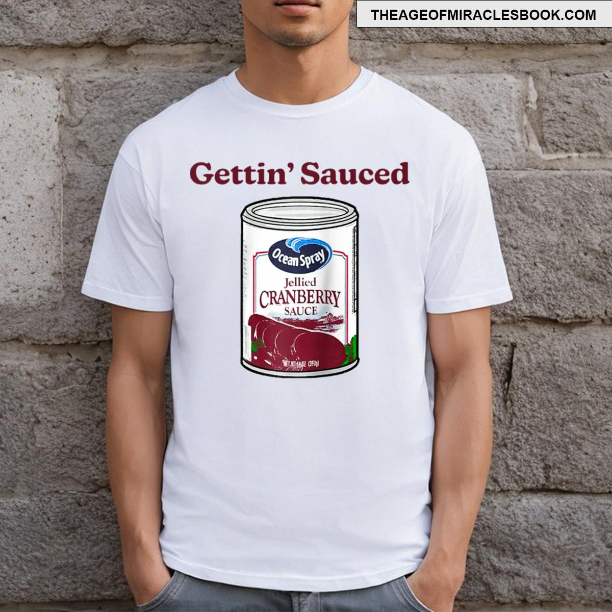 Getting’ Sauced Funny Cranberry Sauce Thanksgiving Costume Raglan